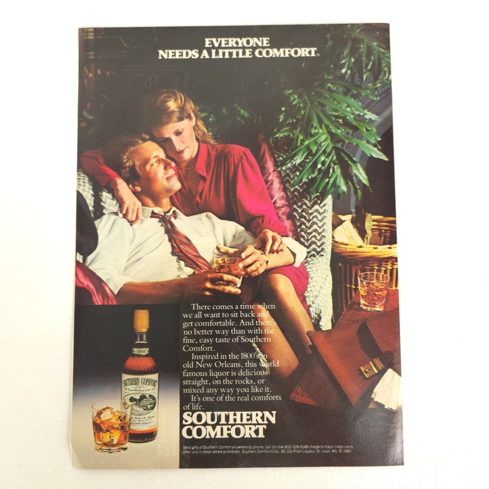 Southern Comfort Print Ad 1980 Vintage Liquor Whiskey Home Bar Decor Advertising